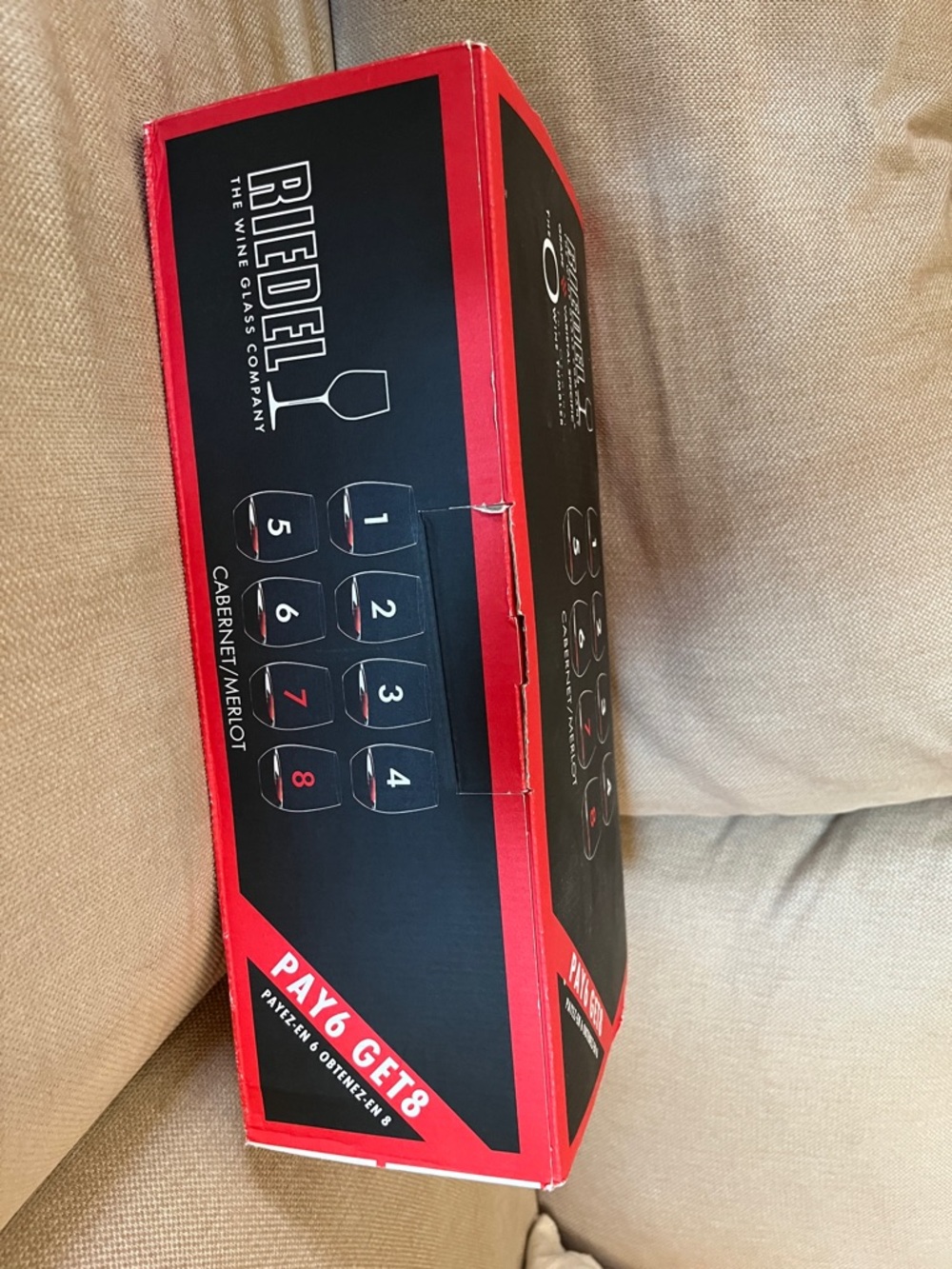 Riedel Cabernet/Merlot Glass Set in Red and Black Packaging